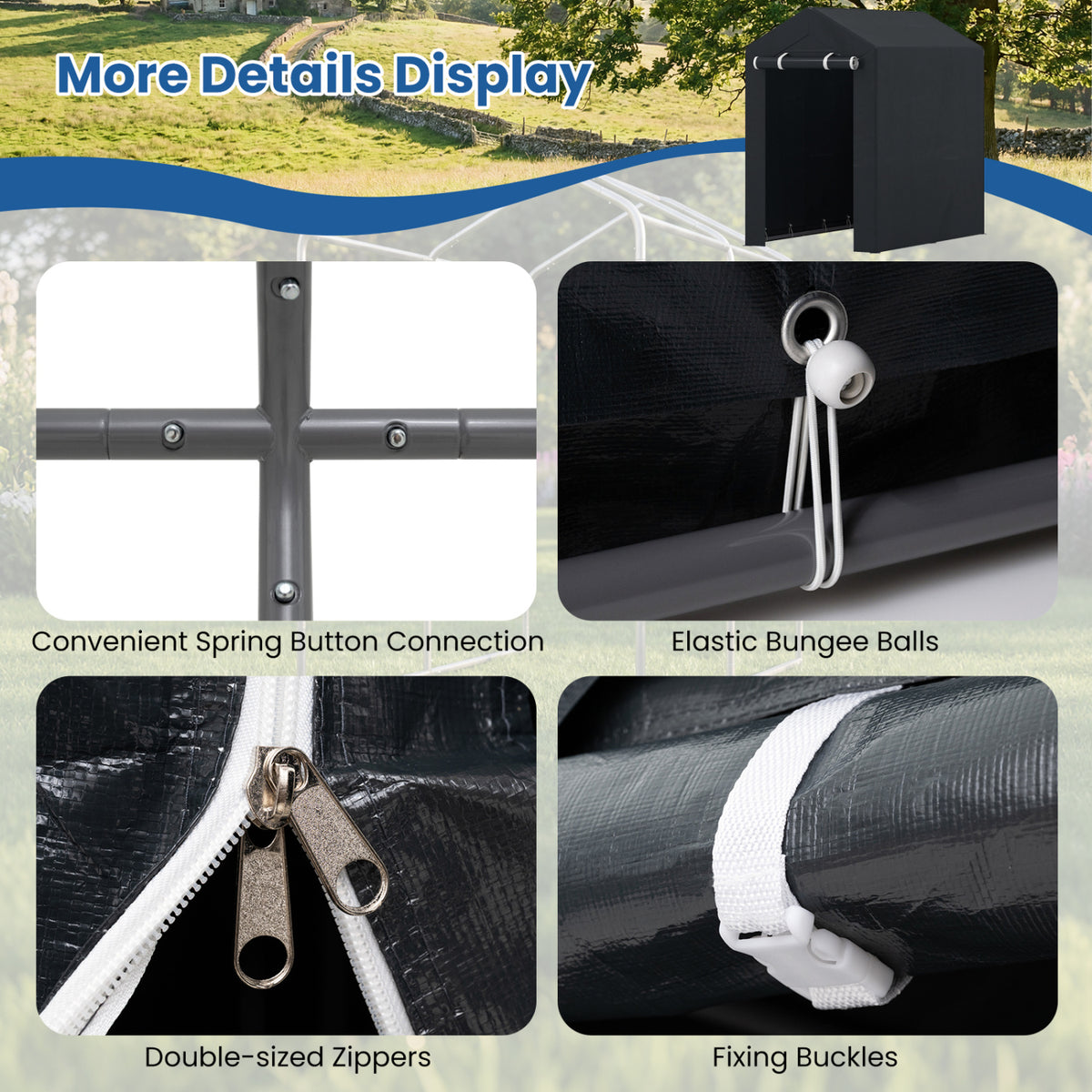 Heavy-Duty Portable Storage Shed with Roll-up Zipper Door