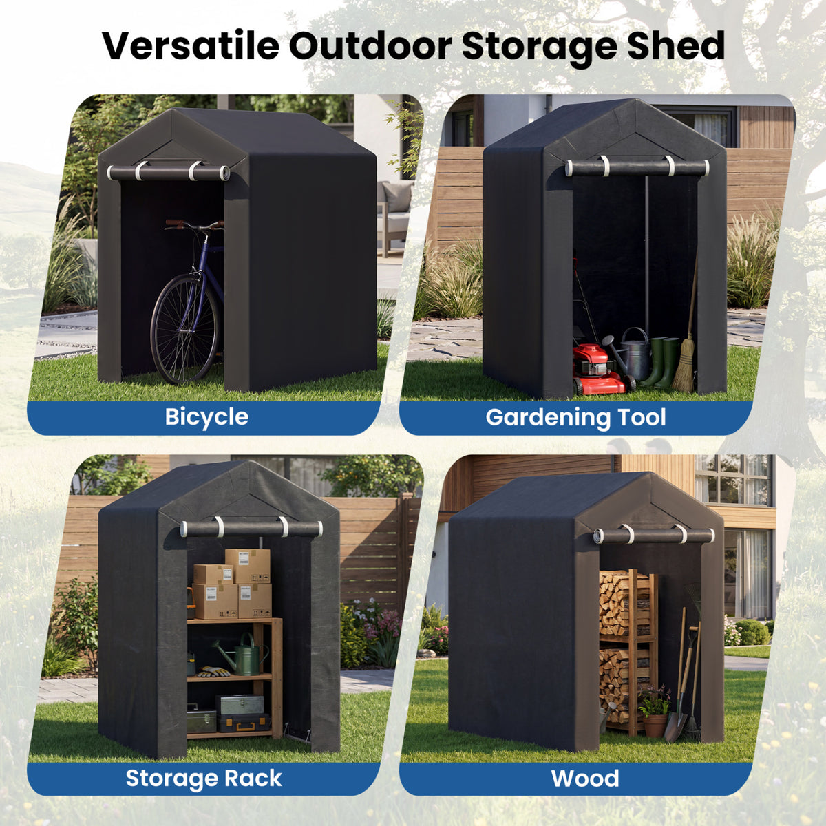 Heavy-Duty Portable Storage Shed with Roll-up Zipper Door