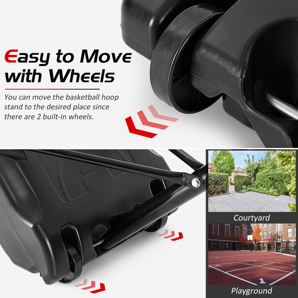 Height Adjustable Portable Basketball Hoop with 2 Nets & Fillable Base