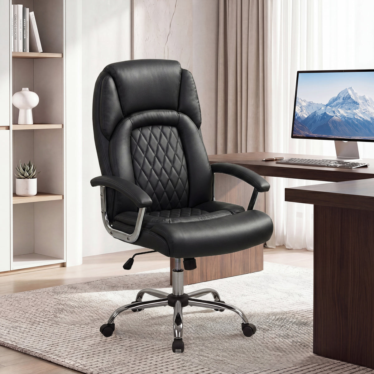 Height Adjustable Big and Tall Office Chair Computer Desk with Metal