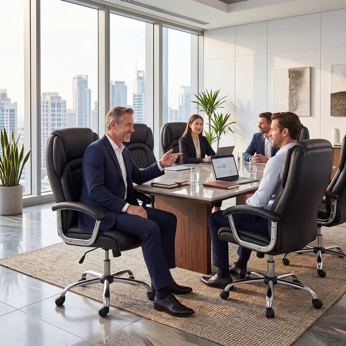 Height Adjustable Big and Tall Office Chair Computer Desk with Metal
