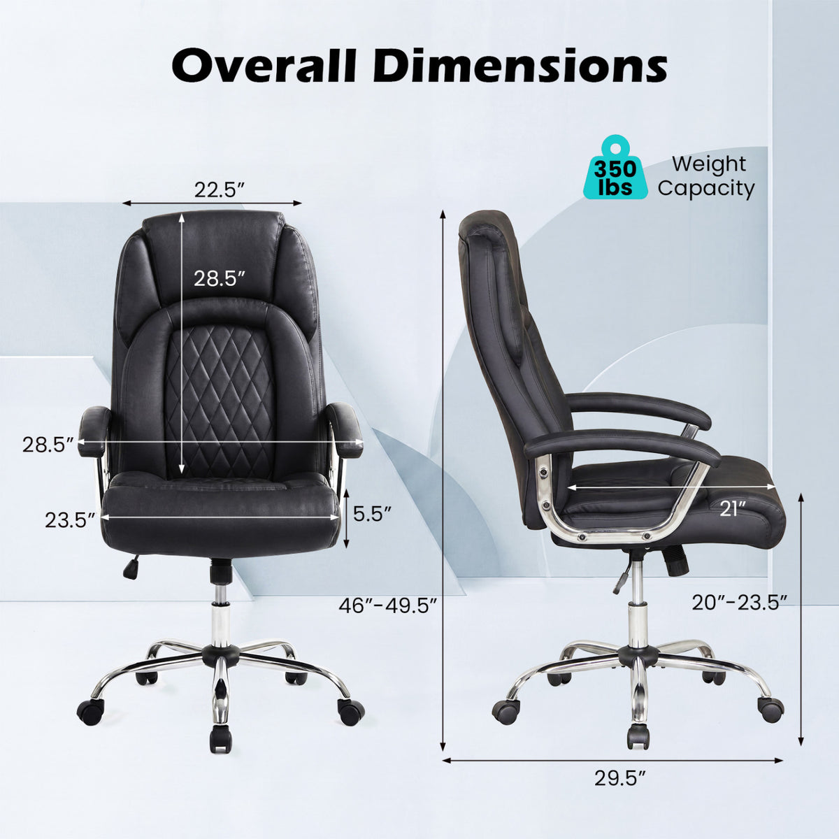 Height Adjustable Big and Tall Office Chair Computer Desk with Metal