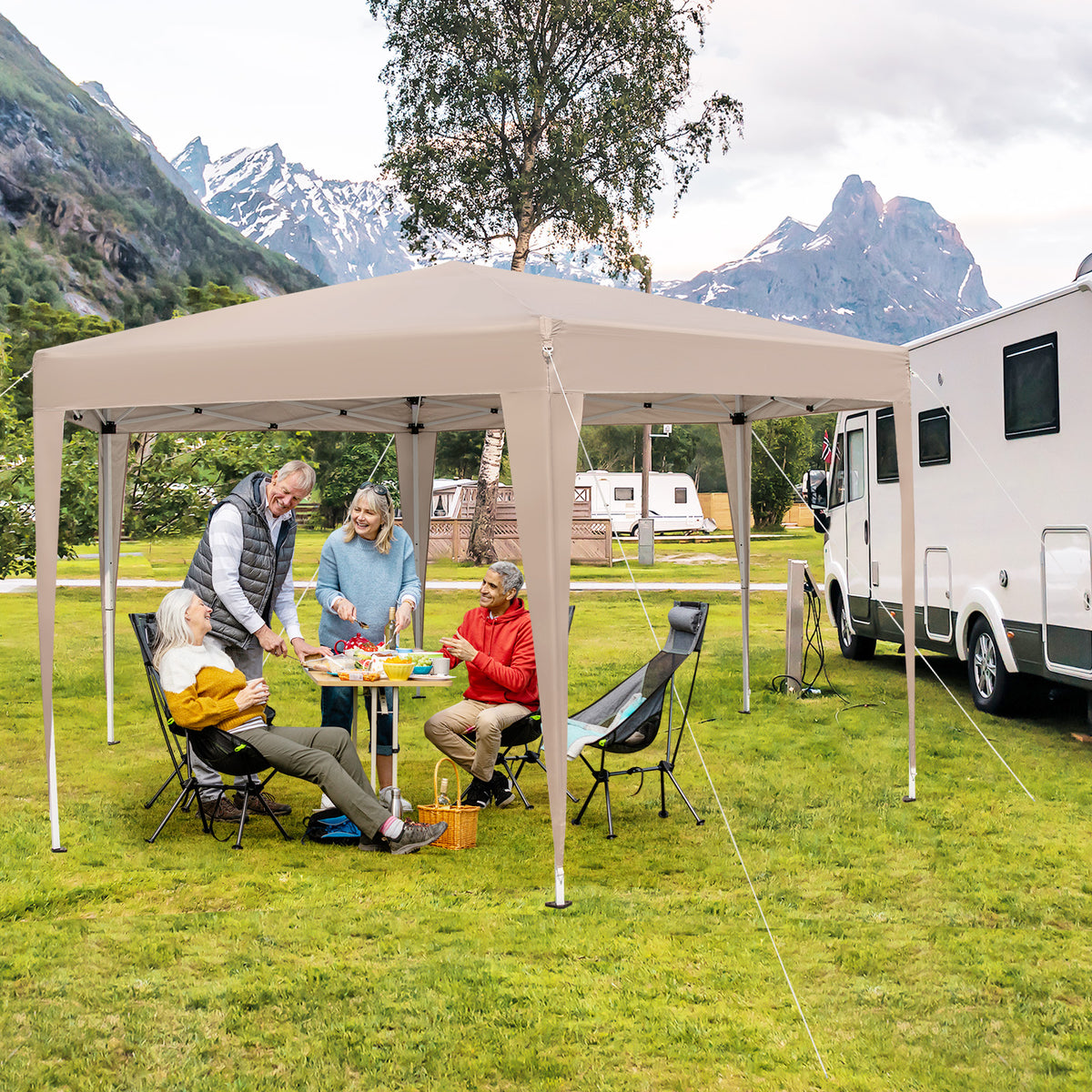 13 x 11.5 FT Hexagonal Pop-Up Height Adjustable Canopy Tent with