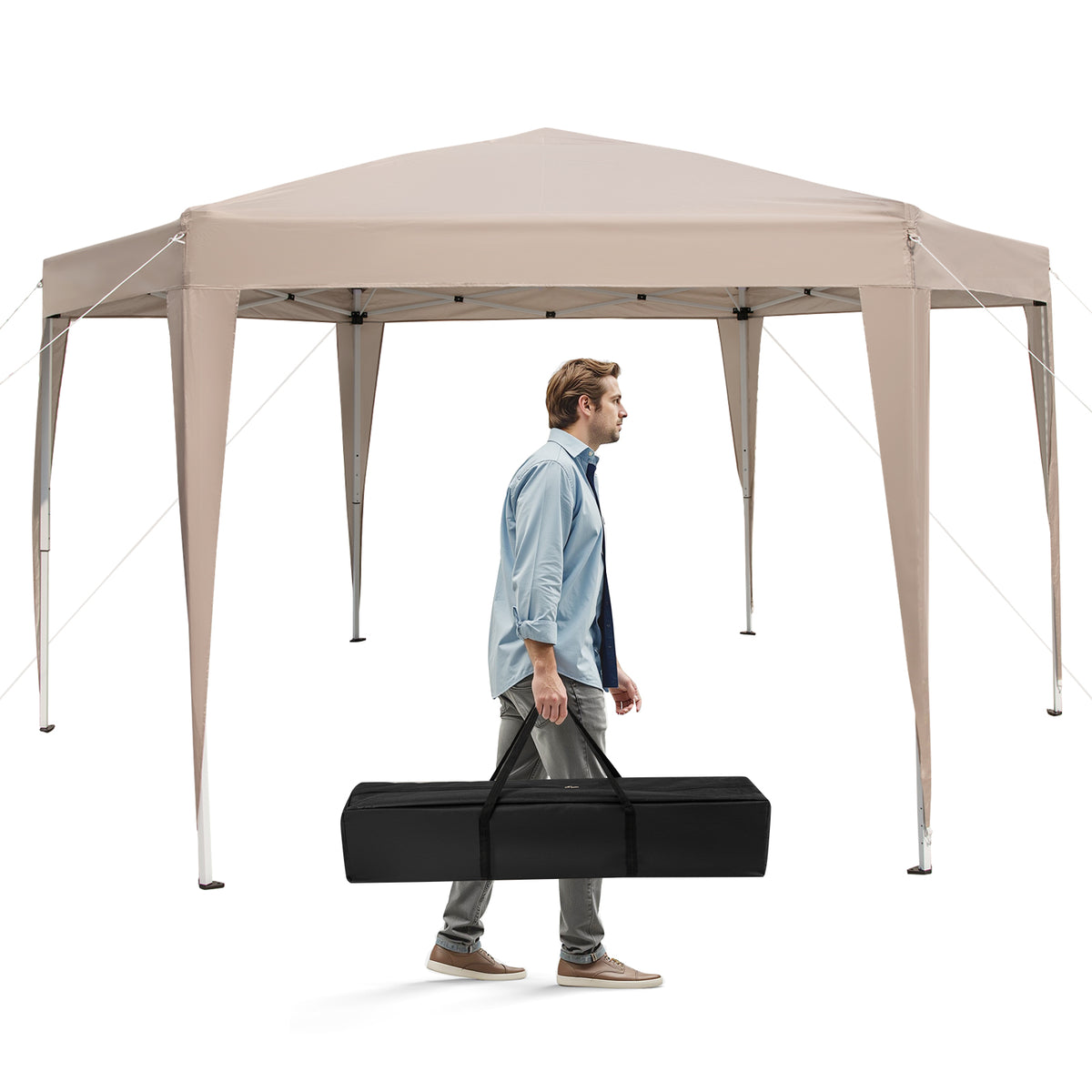 13 x 11.5 FT Hexagonal Pop-Up Height Adjustable Canopy Tent with
