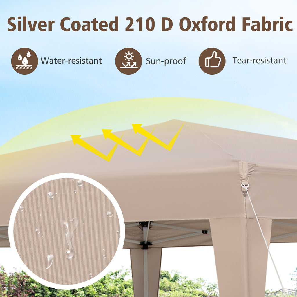 13 x 11.5 FT Hexagonal Pop-Up Height Adjustable Canopy Tent with