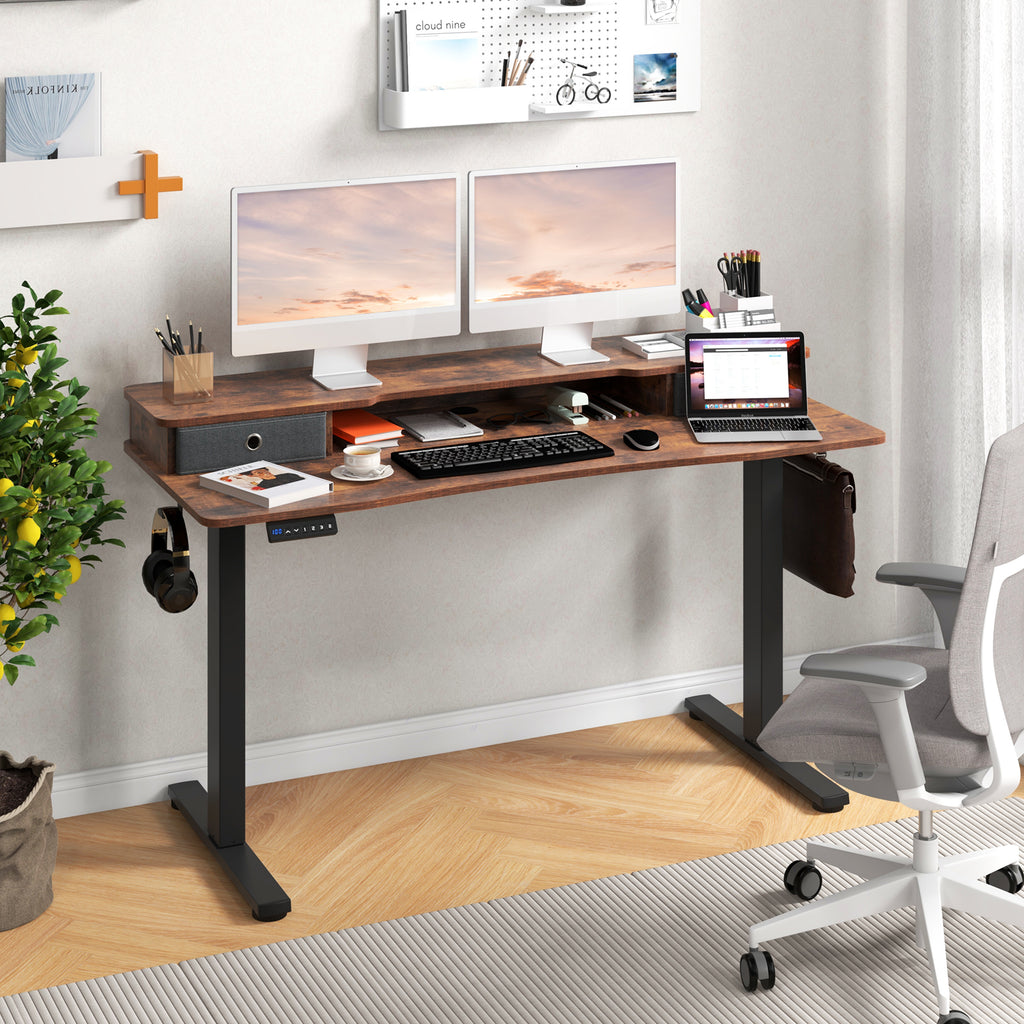 55" x 24" Height Adjustable Electric Standing Desk - Rustic Brown