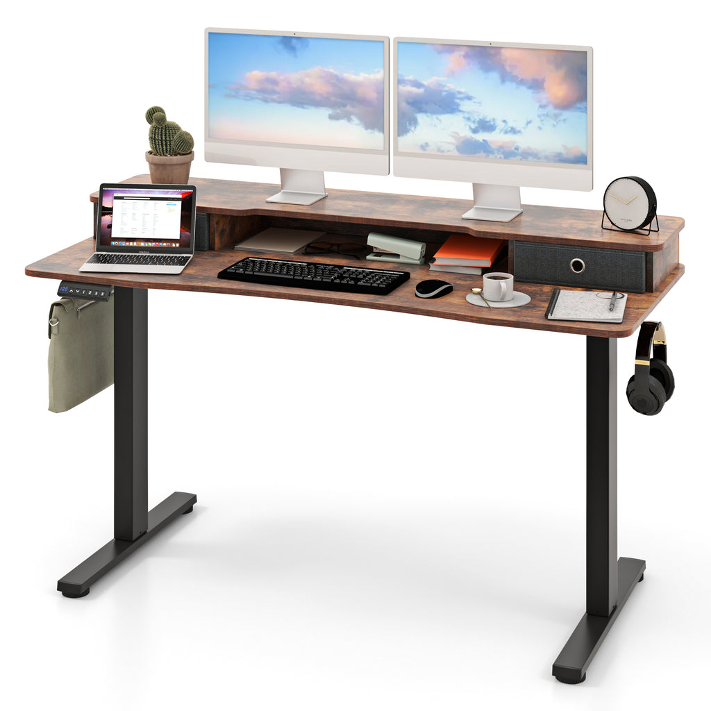 55" x 24" Height Adjustable Electric Standing Desk - Rustic Brown