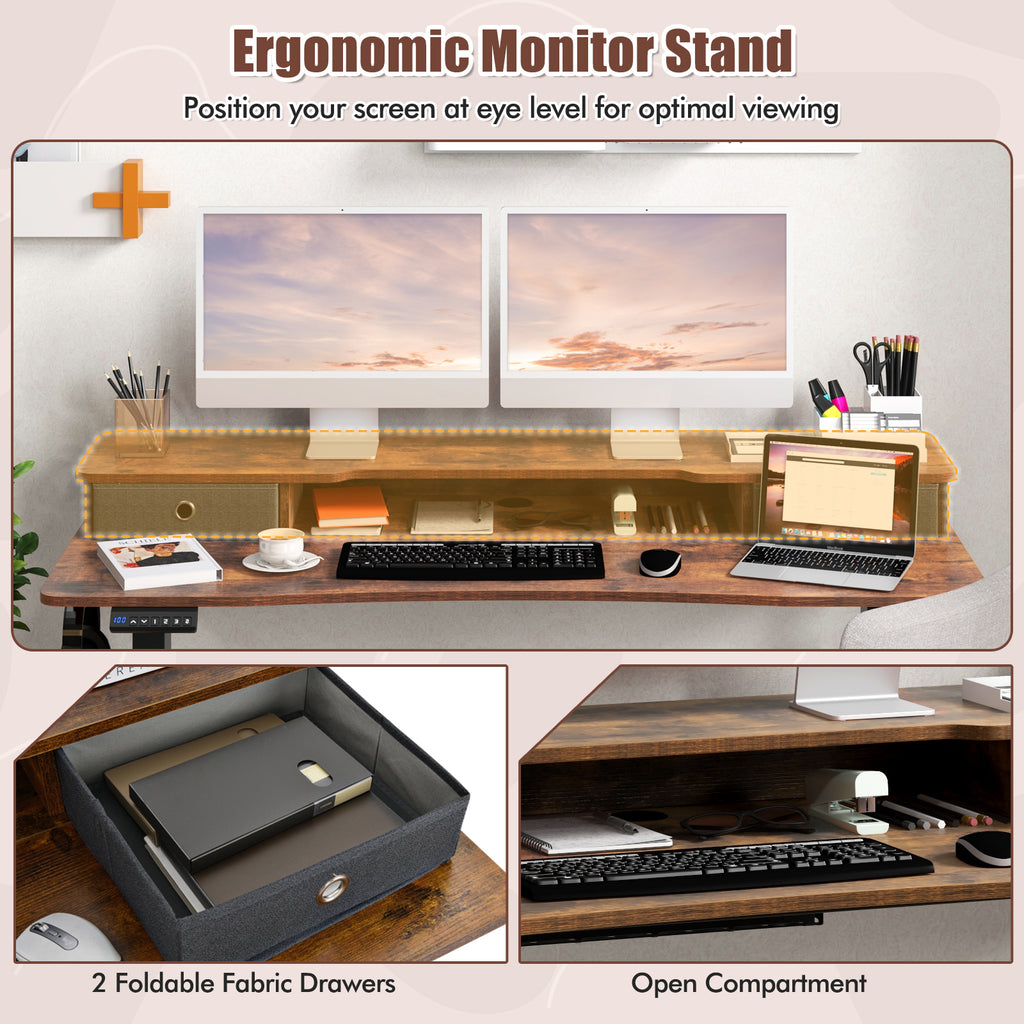 55" x 24" Height Adjustable Electric Standing Desk - Rustic Brown