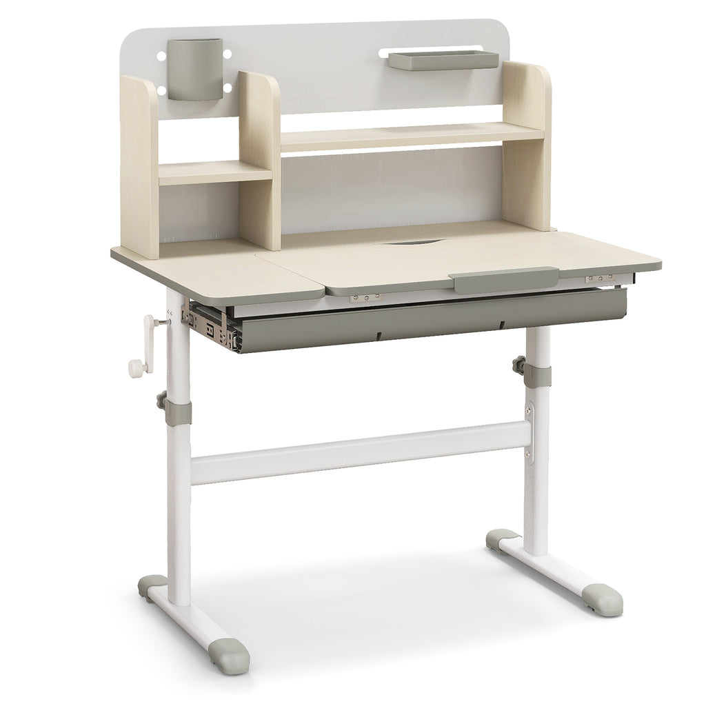 Kids Study Desk with Tilt-Adjustable Desktop, Height & Angle Adjustable, Gray - Perfect for 3-12 Years Old