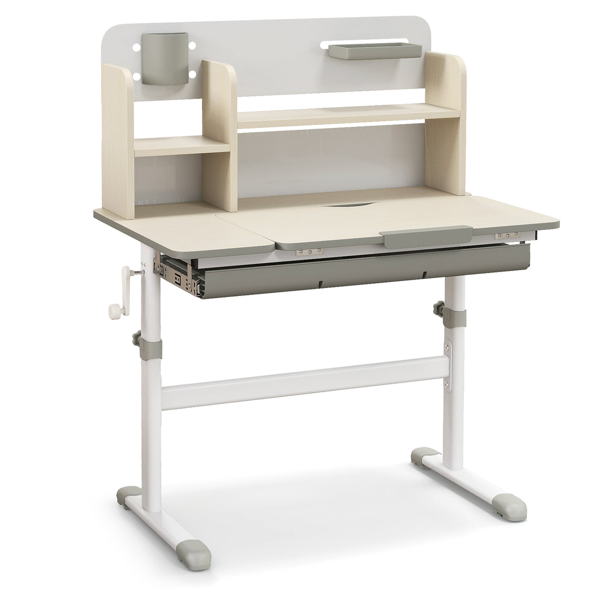 Kids Study Desk with Tilt-Adjustable Desktop, Height & Angle Adjustable, Gray - Perfect for 3-12 Years Old