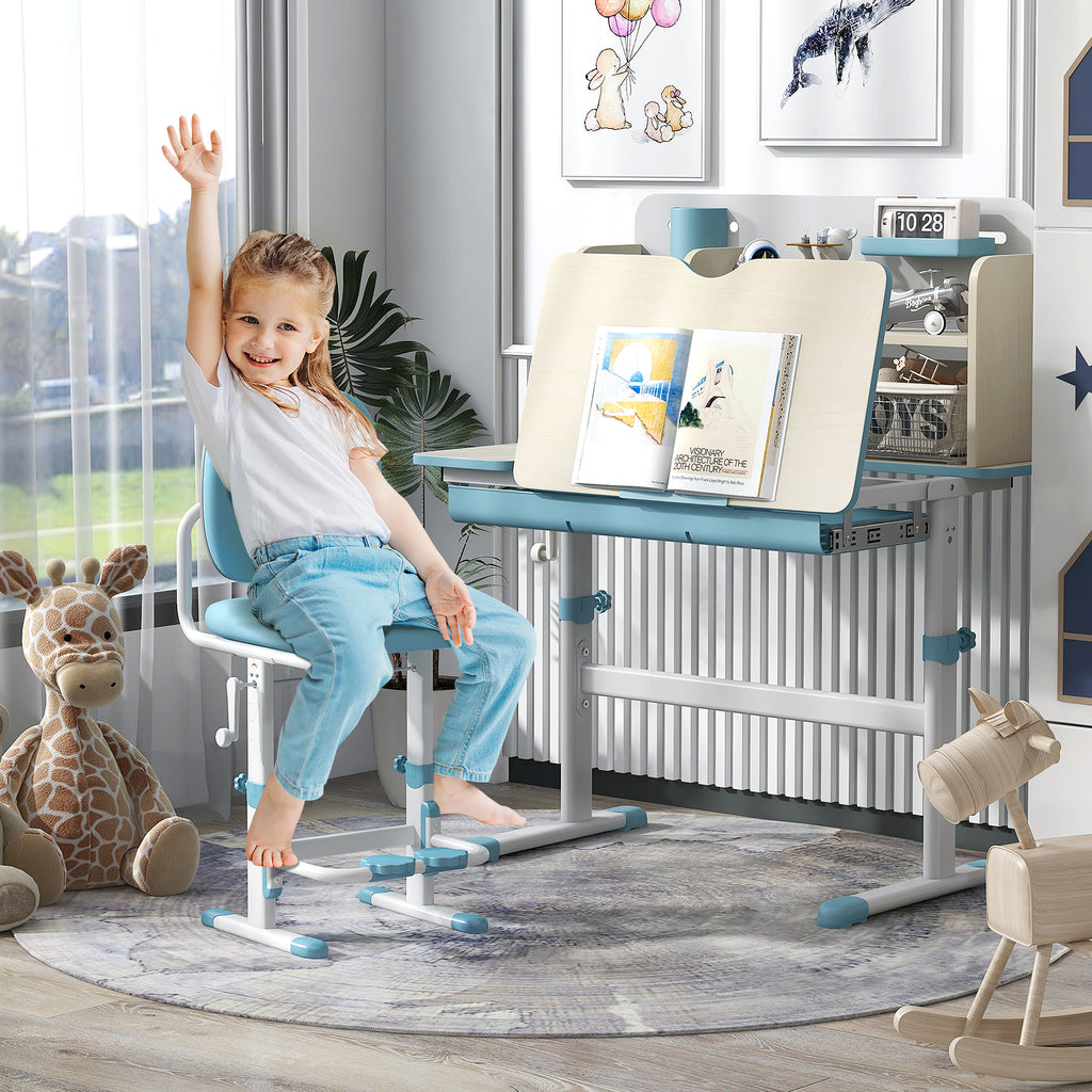 Kids Study Desk with Adjustable Height & Tilt Desktop - Blue Variation