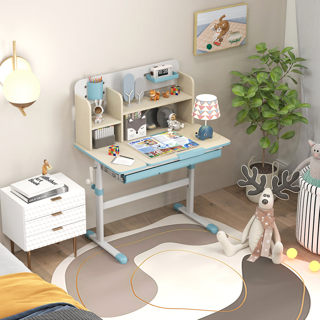 Kids Study Desk with Adjustable Height & Tilt Desktop - Blue Variation