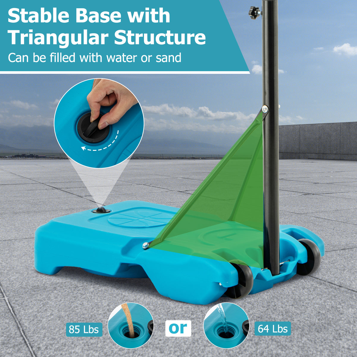Portable Pool Basketball Hoop 3.8-4.4ft Height Adjustable with Wheels - Kids & Adults, Blue, 2-in-1 Variation