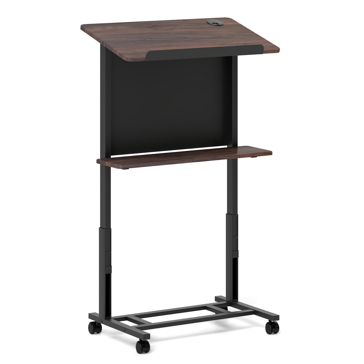 3-Position Height Adjustable Lectern Table with Tilted Tabletop - Black