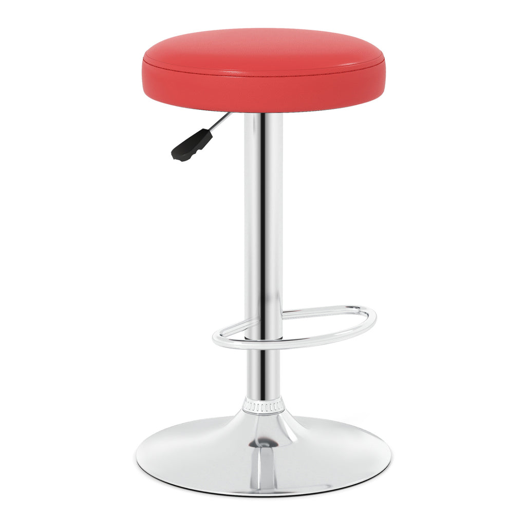 Height-Adjustable Bar Stool with 360° Swivel - Red