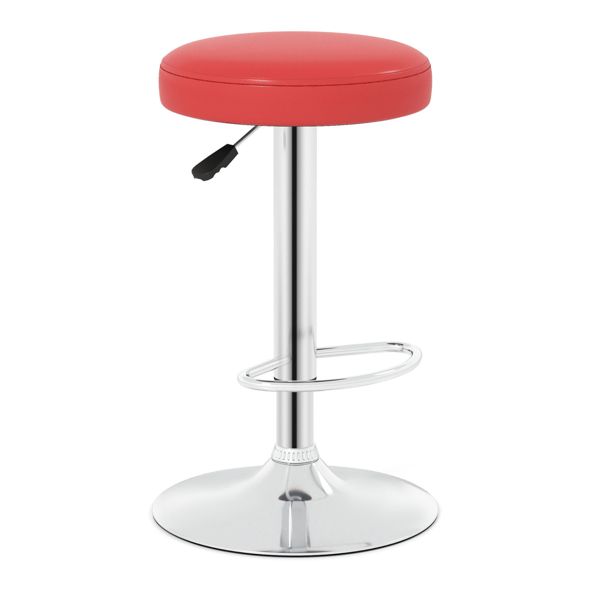 Height-Adjustable Bar Stool with 360° Swivel - Red
