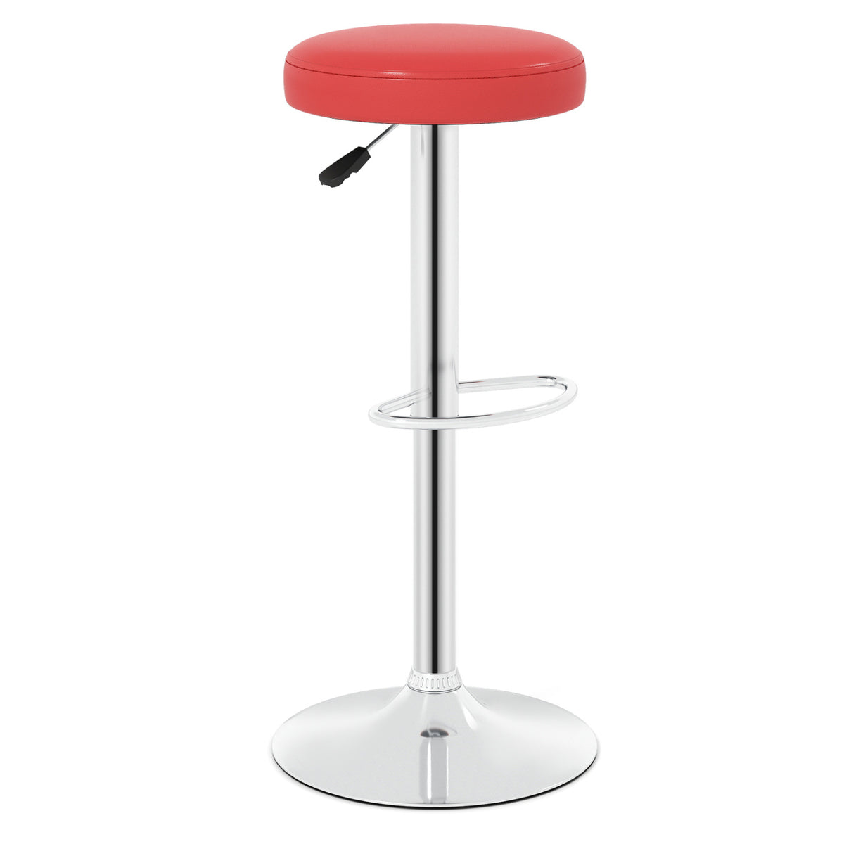 Height-Adjustable Bar Stool with 360° Swivel - Red