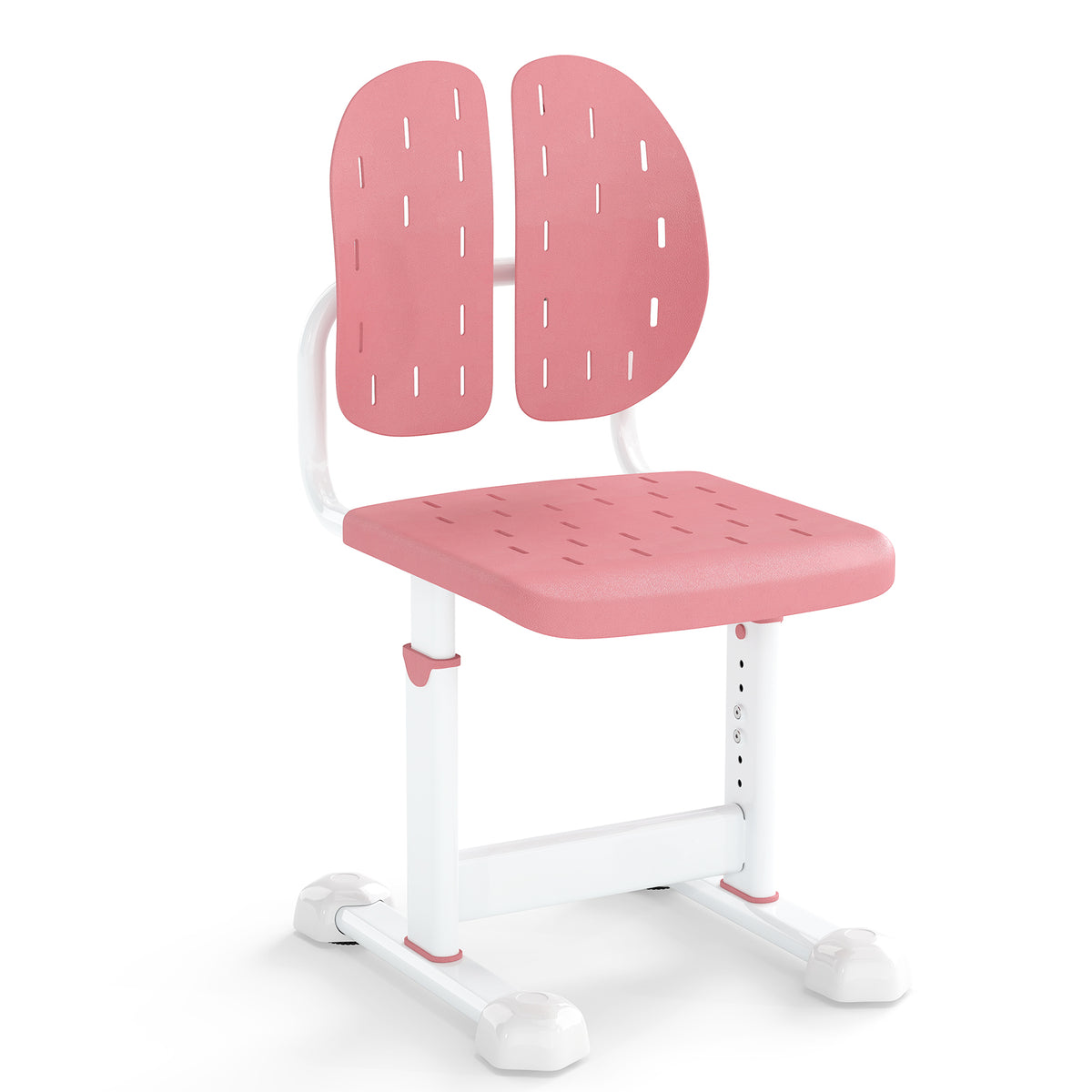 Height-Adjustable Kid's Study Chair with Double Back Support Pink Breathable Holes