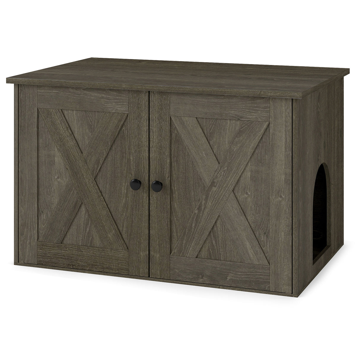 Hidden Cat Litter Box Enclosure Furniture with Divider - Oak Variation