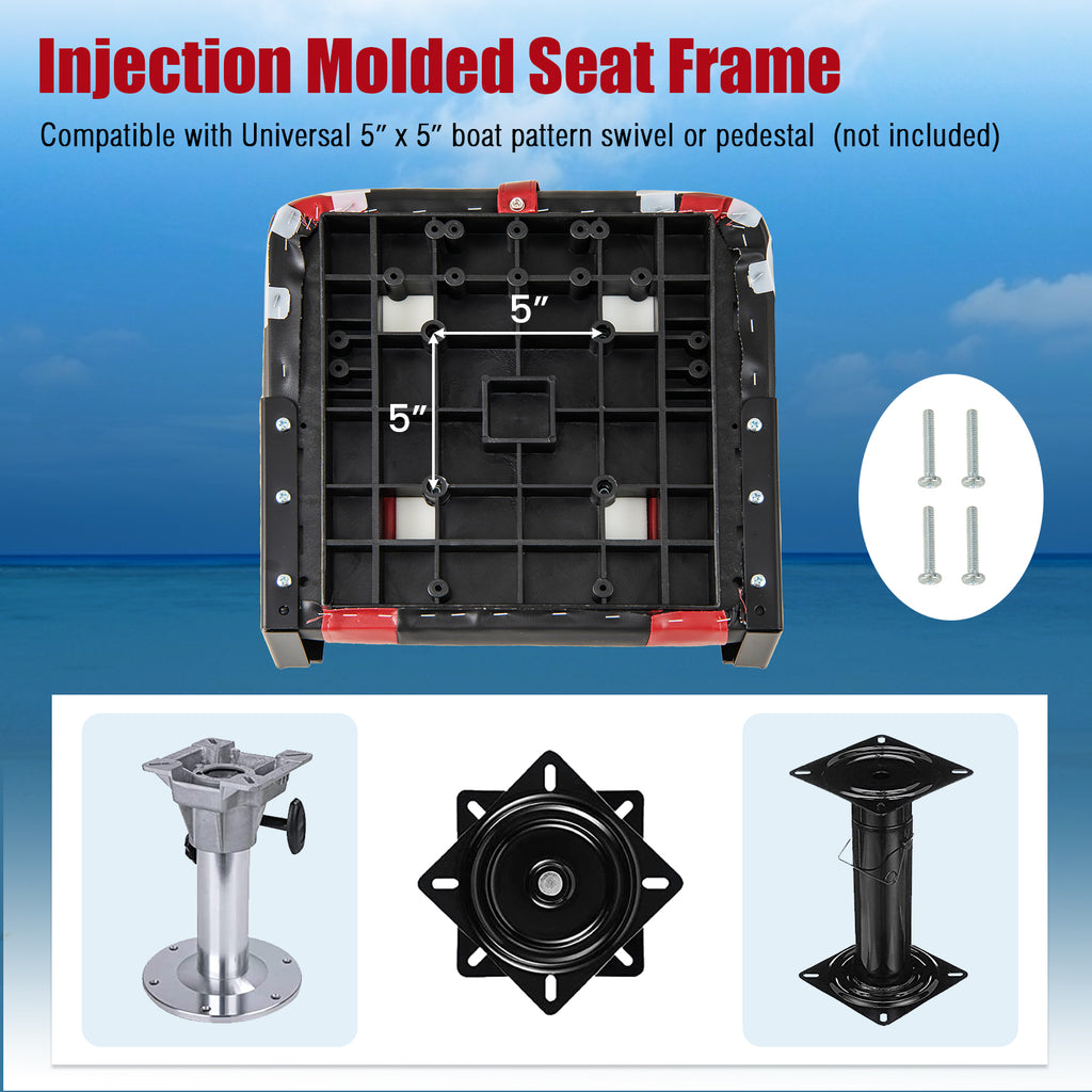 High Back Folding Boat Seat Set with Waterproof PVC Cushion - 1 Piece