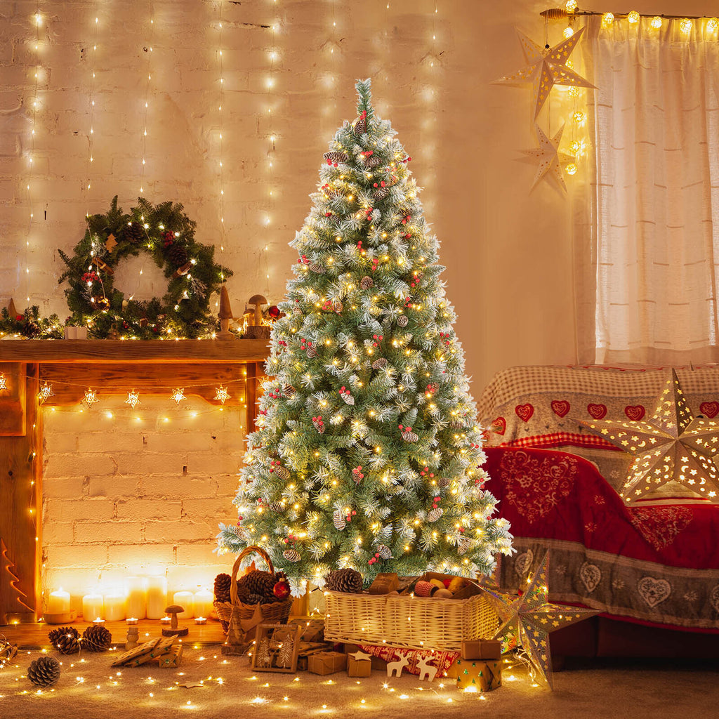 6.5 Ft Hinged Christmas Tree with PVC Branch Tips & Warm White LED Lights