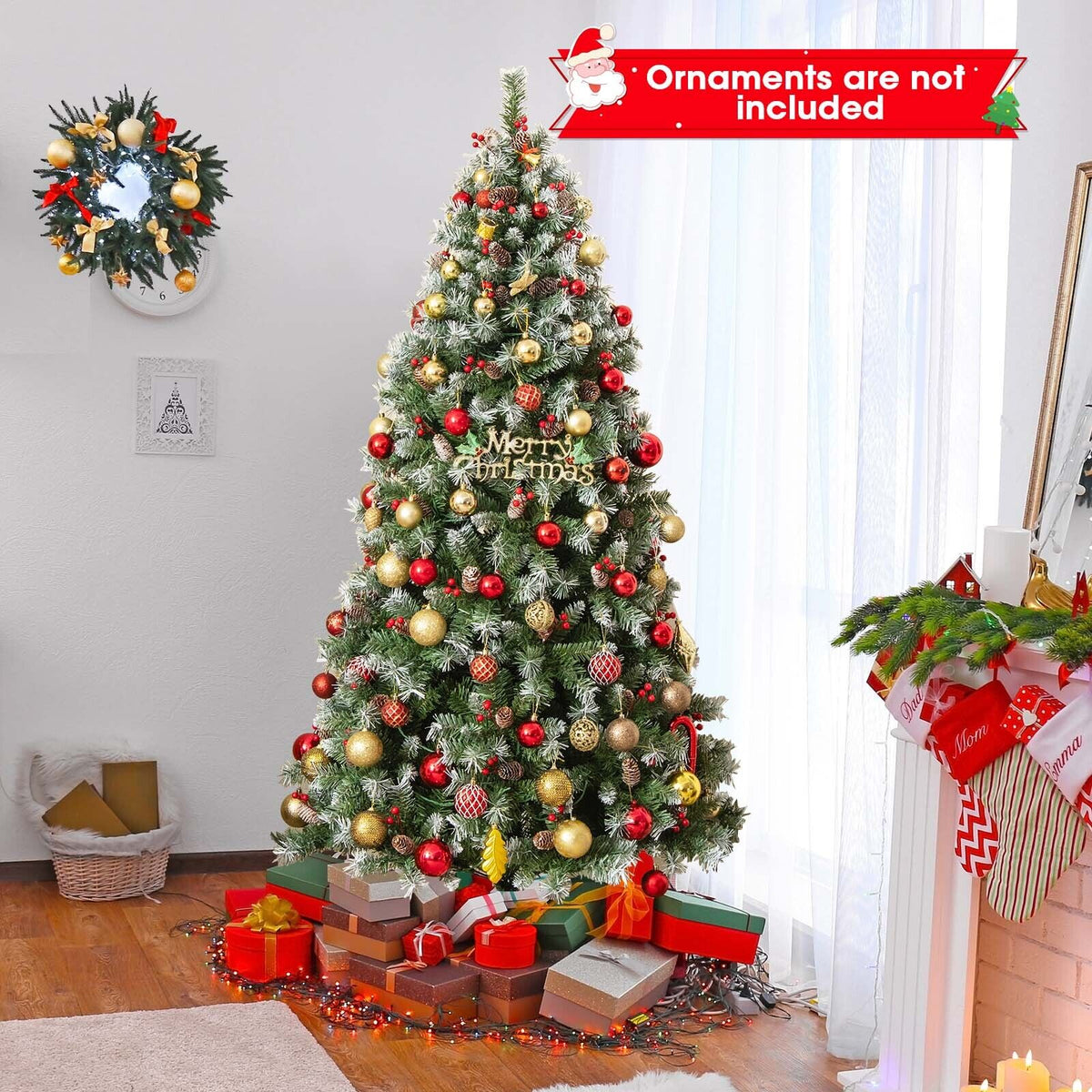 6.5 Ft Hinged Christmas Tree with PVC Branch Tips & Warm White LED Lights