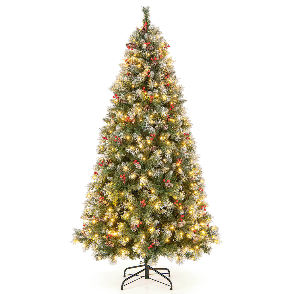 6.5 Ft Hinged Christmas Tree with PVC Branch Tips & Warm White LED Lights