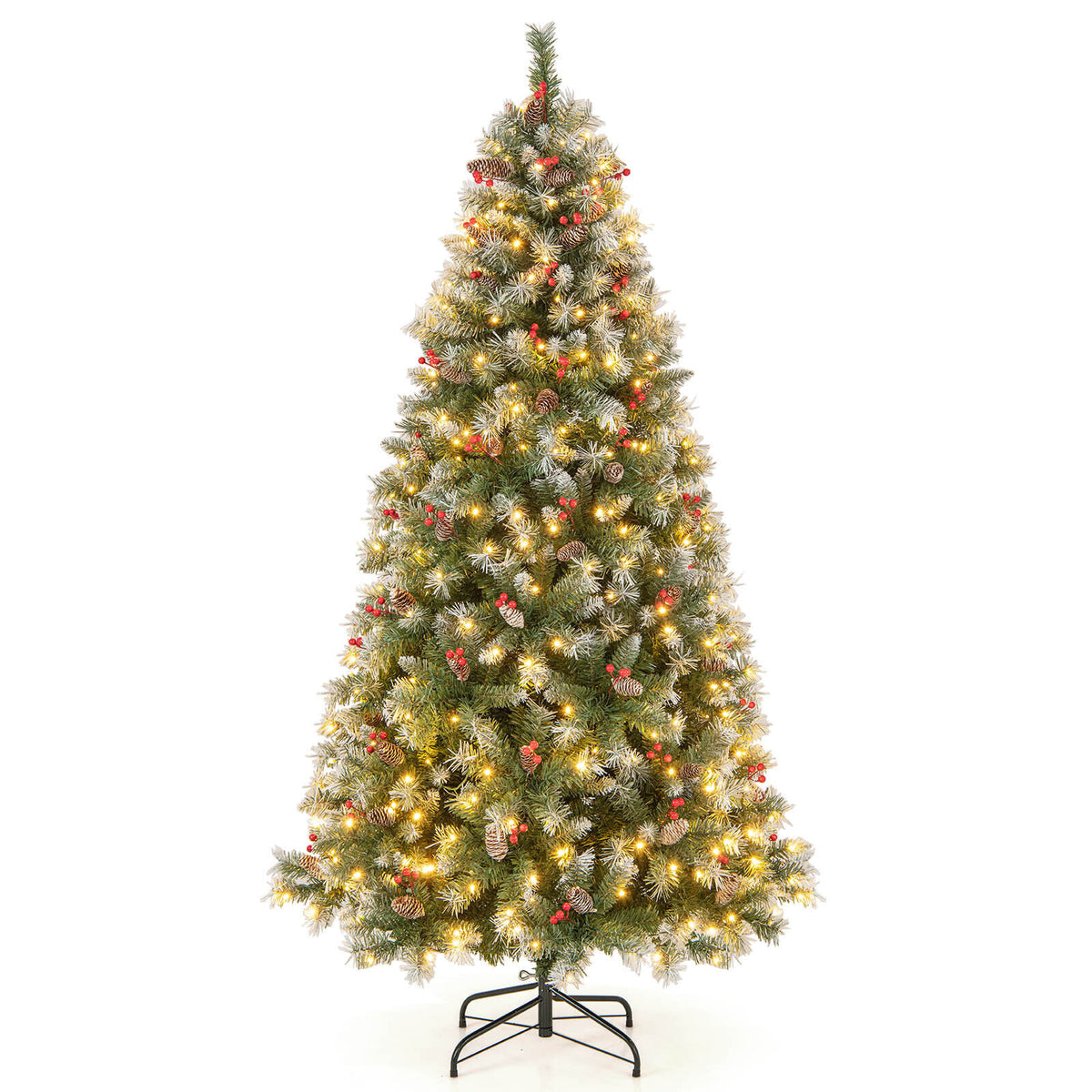 6.5 Ft Hinged Christmas Tree with PVC Branch Tips & Warm White LED Lights