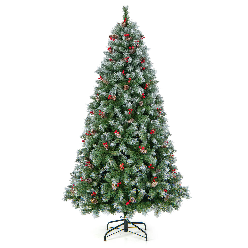 6.5 Ft Hinged Christmas Tree with PVC Branch Tips & Warm White LED Lights