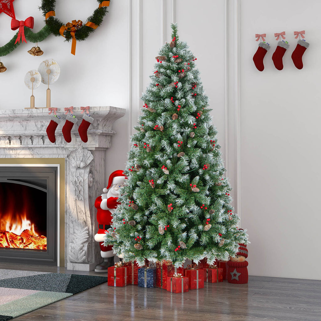 6.5 Ft Hinged Christmas Tree with PVC Branch Tips & Warm White LED Lights