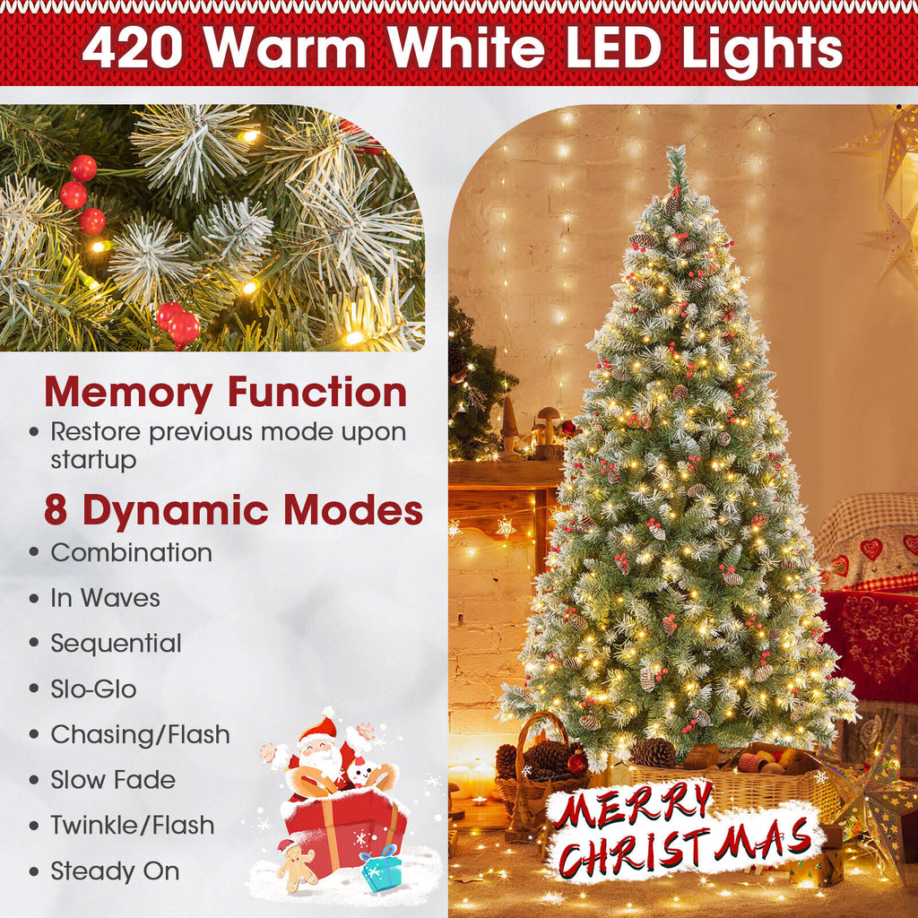 6.5 Ft Hinged Christmas Tree with PVC Branch Tips & Warm White LED Lights