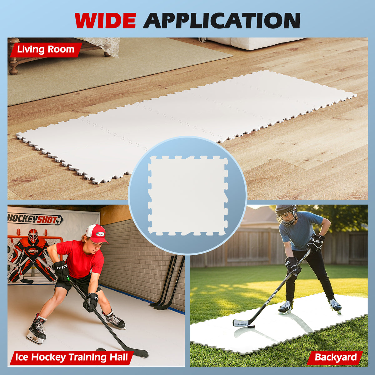 Hockey Training Floor Tiles - Synthetic Ice Panels for Shooting & Practice