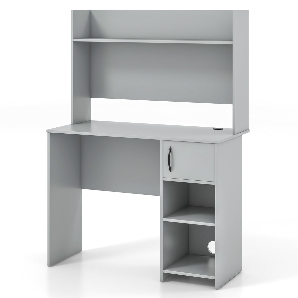 Computer Desk with Raised Display Shelf - Gray