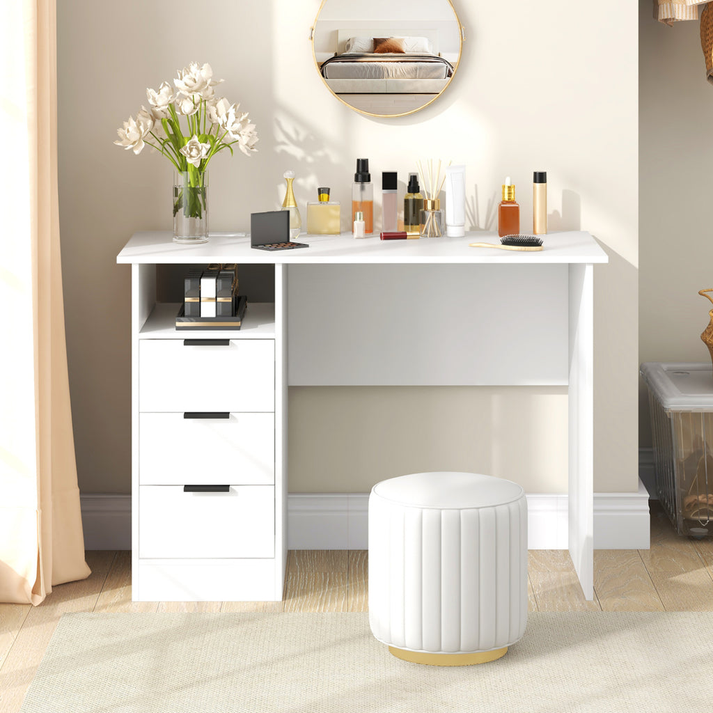 Home Office Desk with Power Outlet 3 Storage Drawers and Open