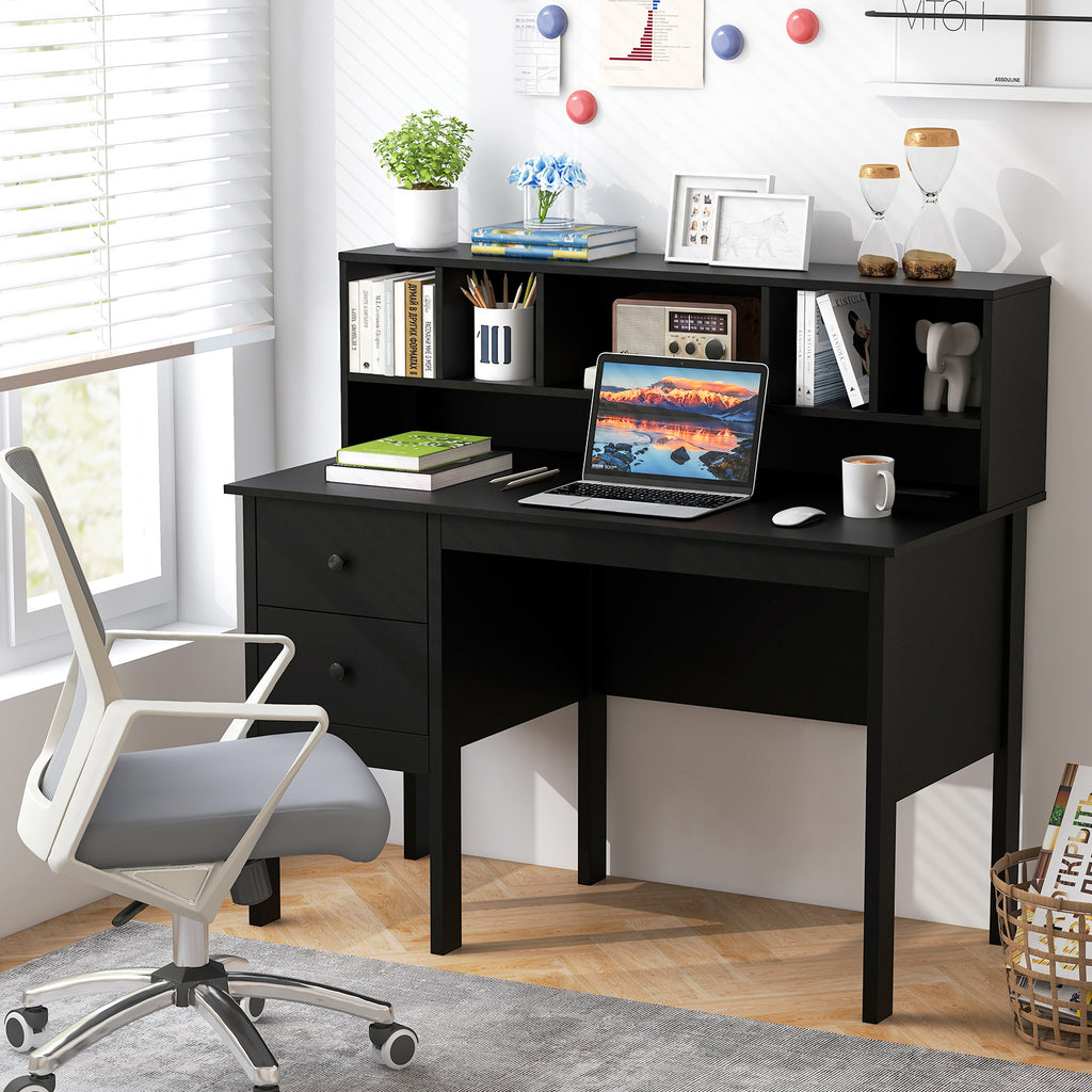 48 Inch Computer Desk with Charging Station, Black