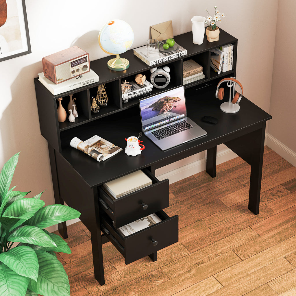 48 Inch Computer Desk with Charging Station, Black