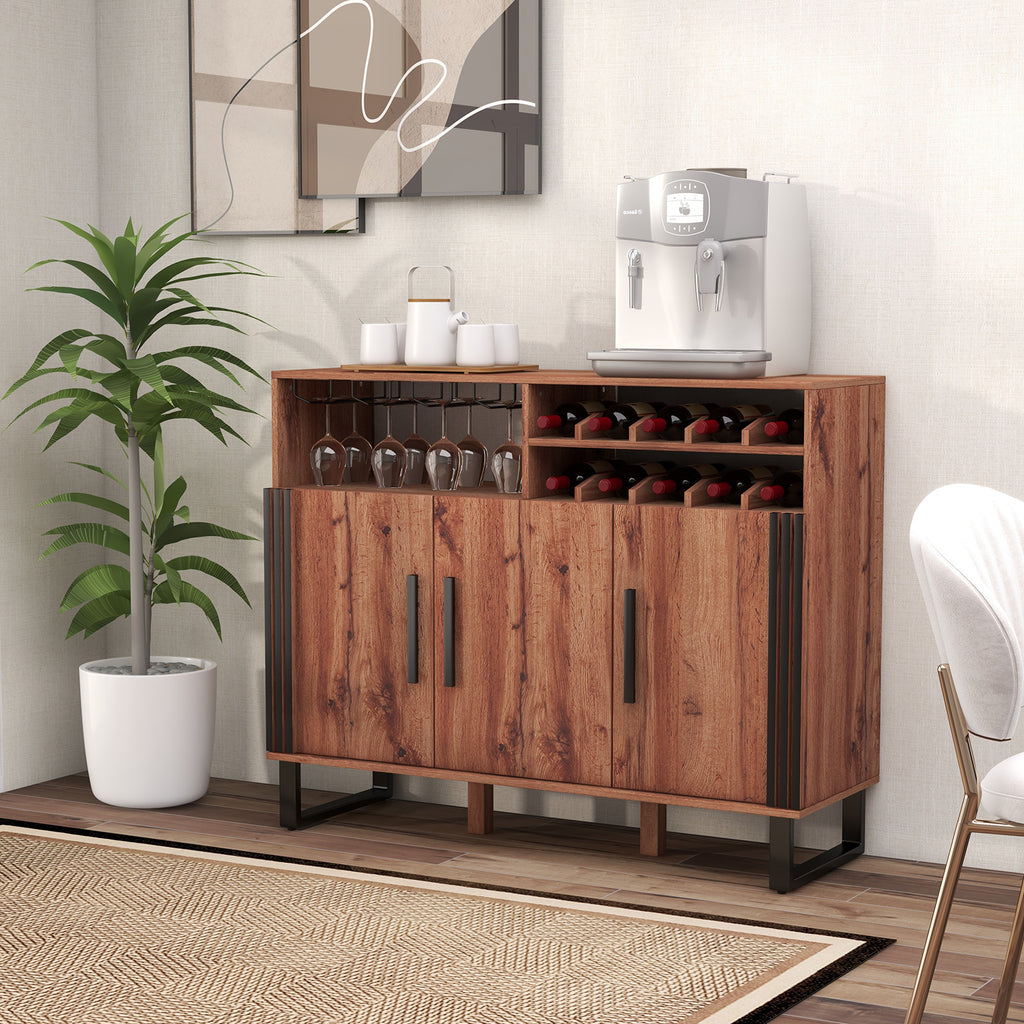 Home Wine Bar Cabinet 3 Door - Brown
