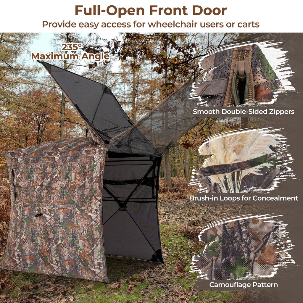 Hunting Blind 360 Degree One-Way See-Through Ground for 2-3 Person