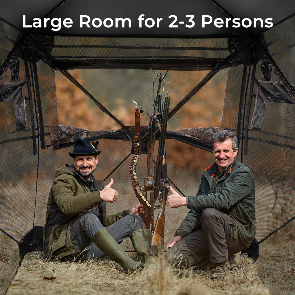 Hunting Blind 360 Degree One-Way See-Through Ground for 2-3 Person