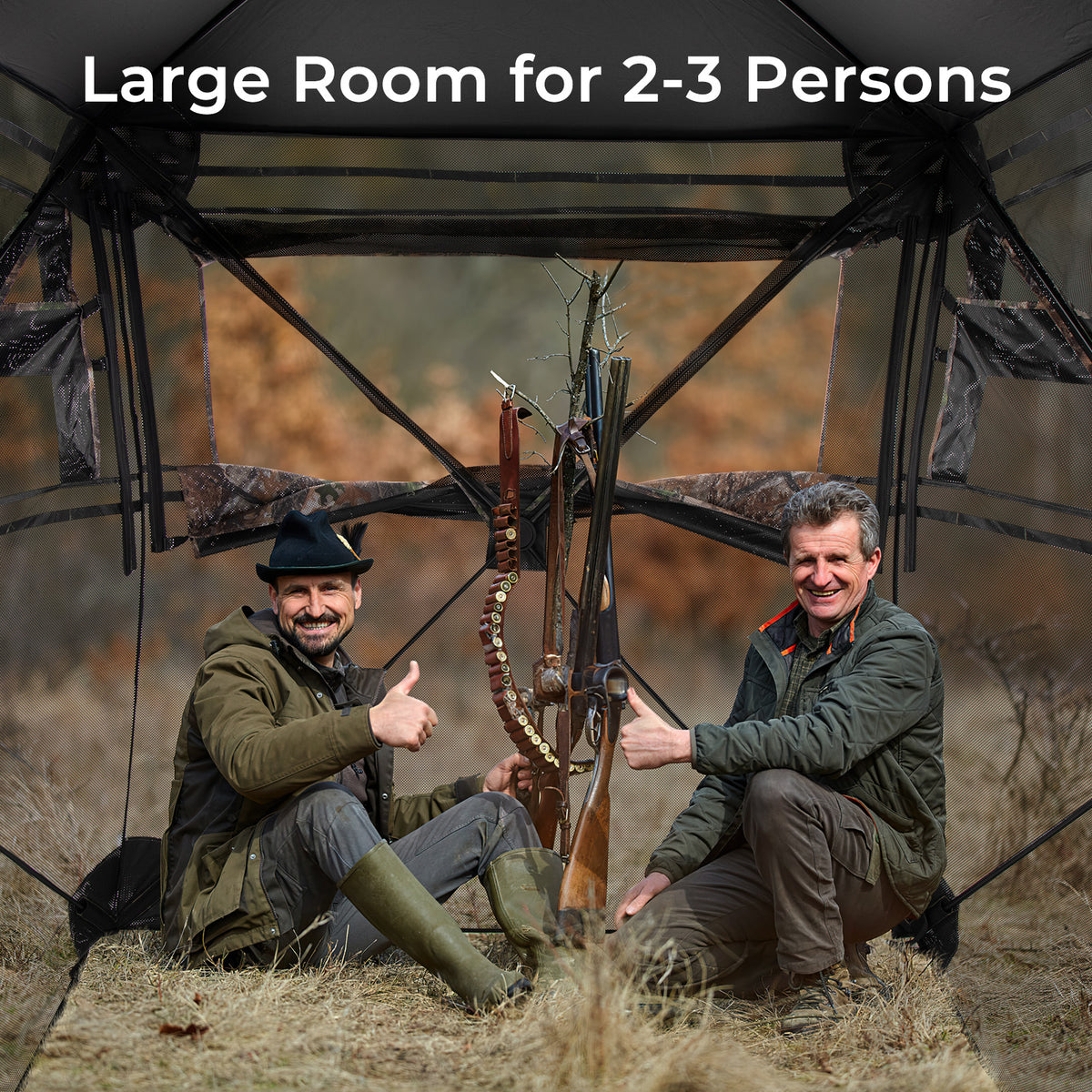 Hunting Blind 360 Degree One-Way See-Through Ground for 2-3 Person