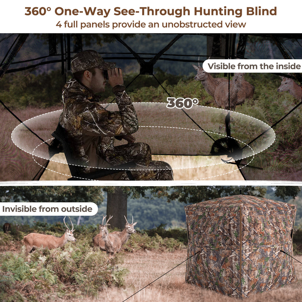 Hunting Blind 360 Degree One-Way See-Through Ground for 2-3 Person