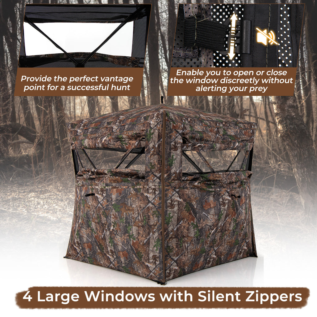 Hunting Blind 360 Degree One-Way See-Through Ground for 2-3 Person