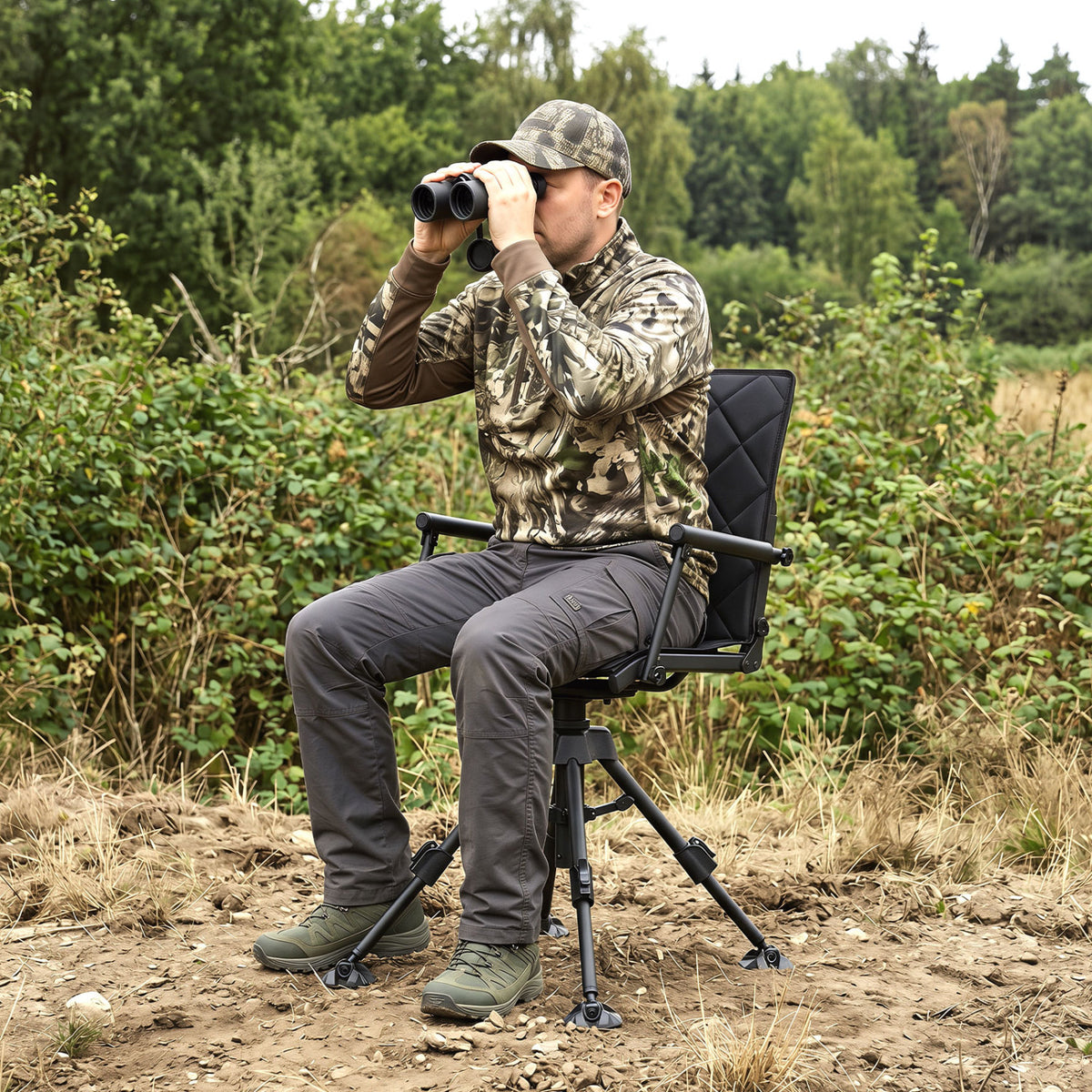 360° Silent Swivel Hunting Seat with 5-Level Adjustable