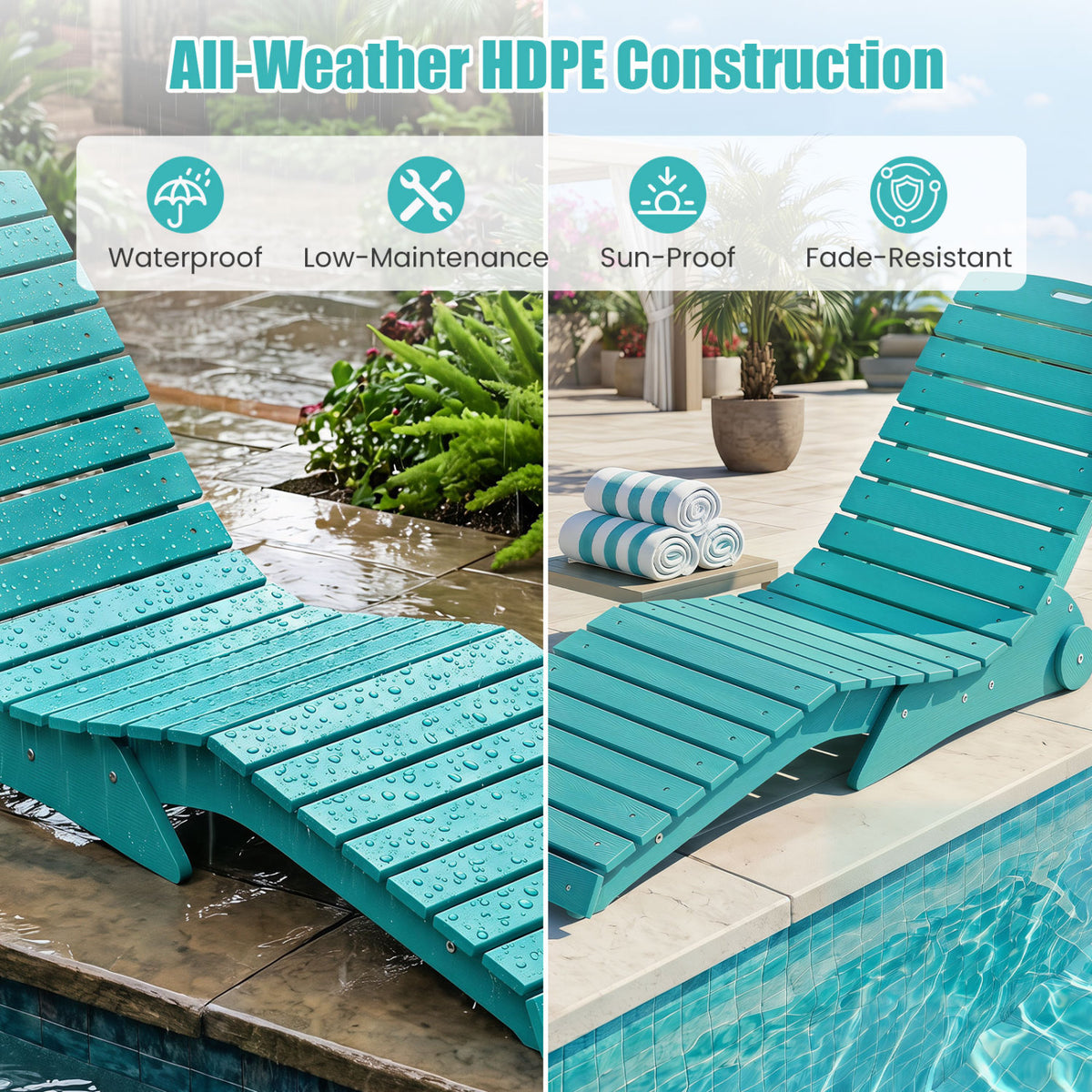 In-Pool Lounge Chair with Weighted Anti-Floating Design 450 LBS for