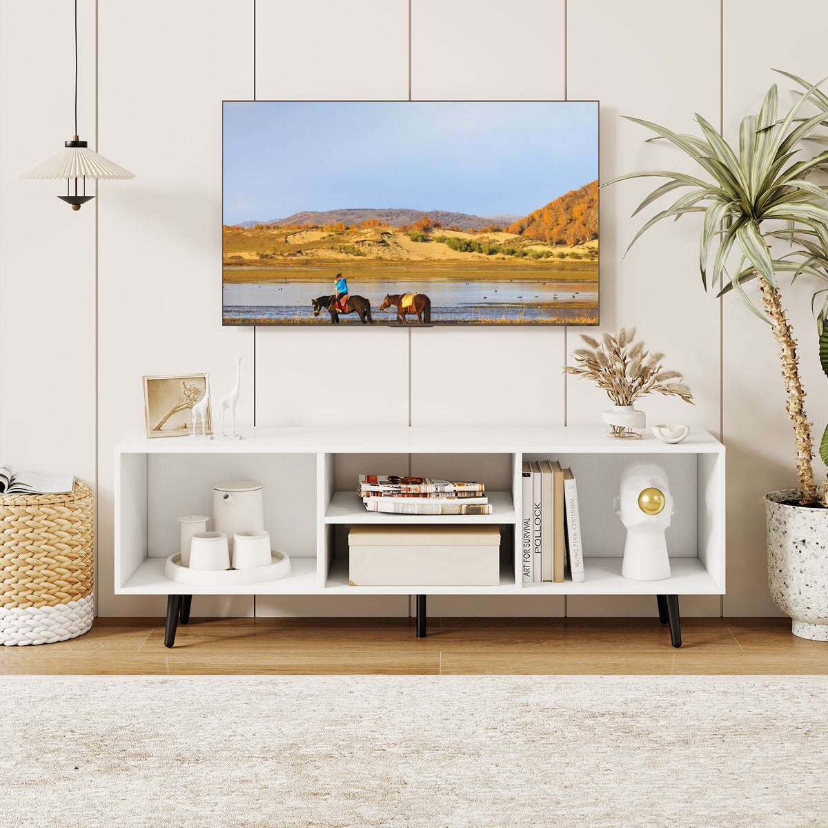 55" TV Stand with Storage Compartments - Rustic Brown