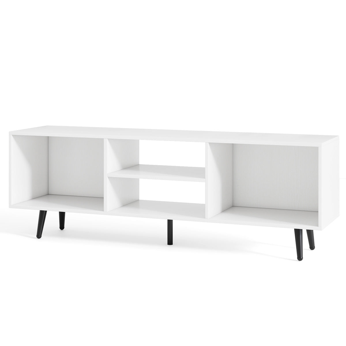 TV Stand for 55-Inch TV with Storage Compartments, White
