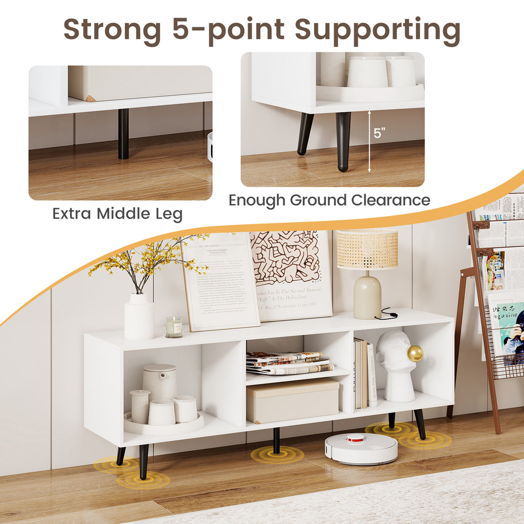 TV Stand for 55-Inch TV with Storage Compartments, White