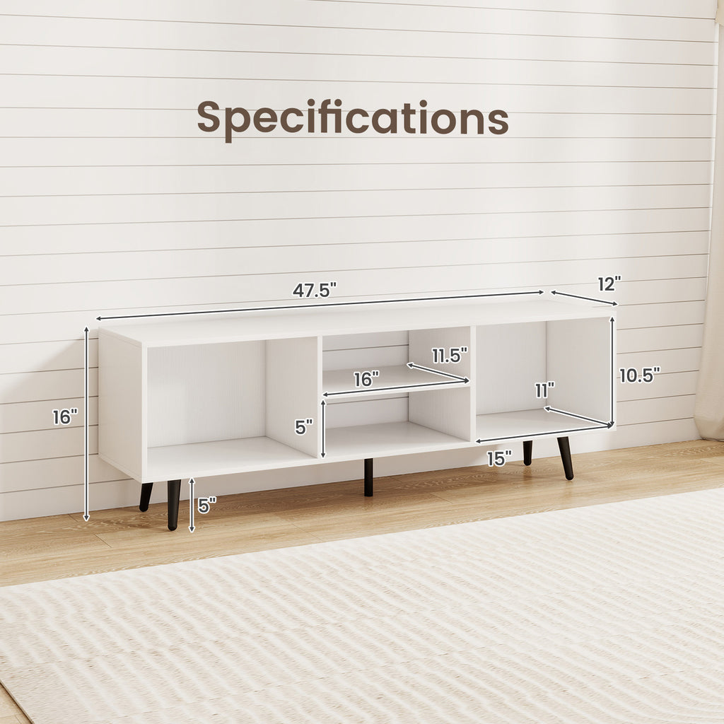 TV Stand for 55-Inch TV with Storage Compartments, White