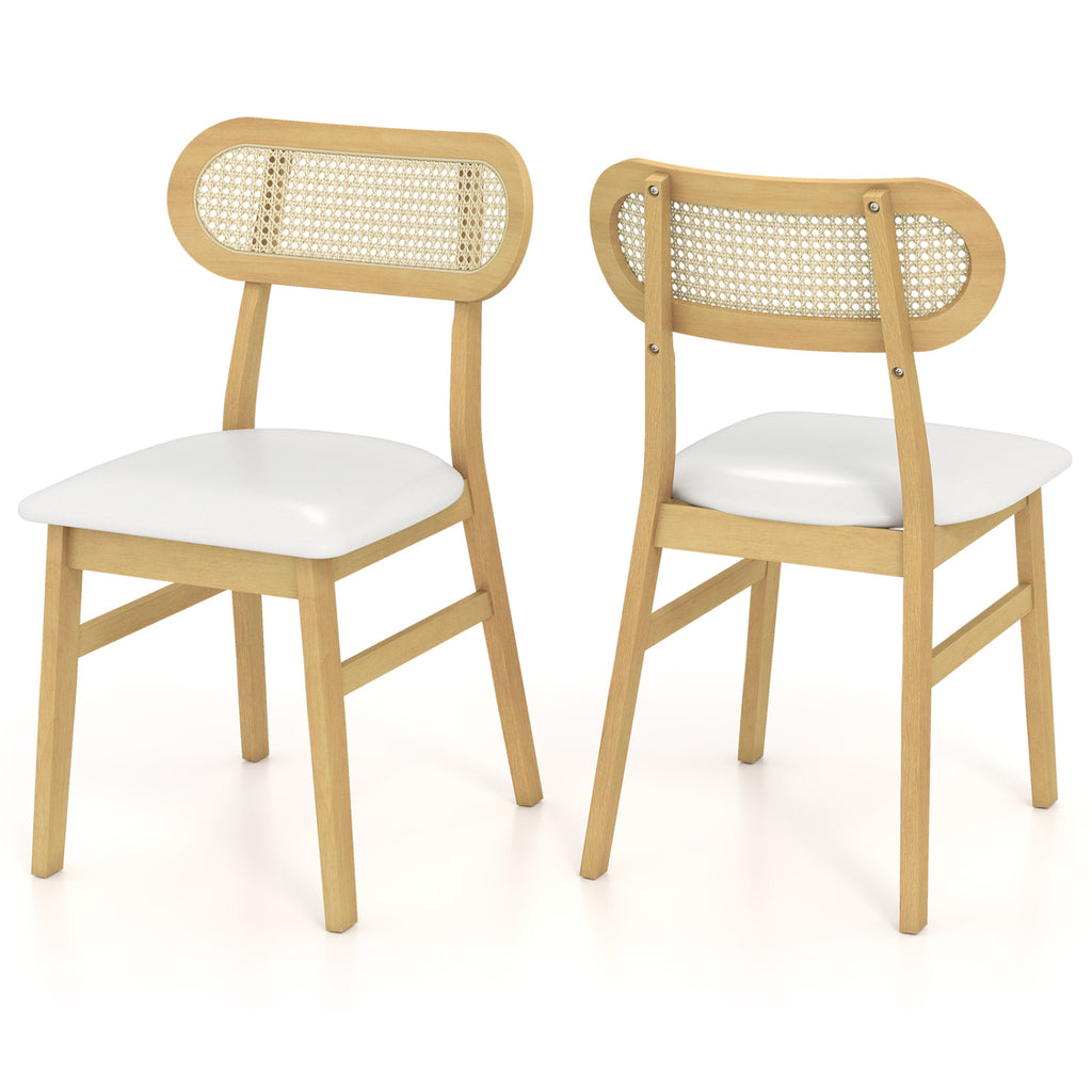 Dining Chair Set of 2, White - Mid Century Wood