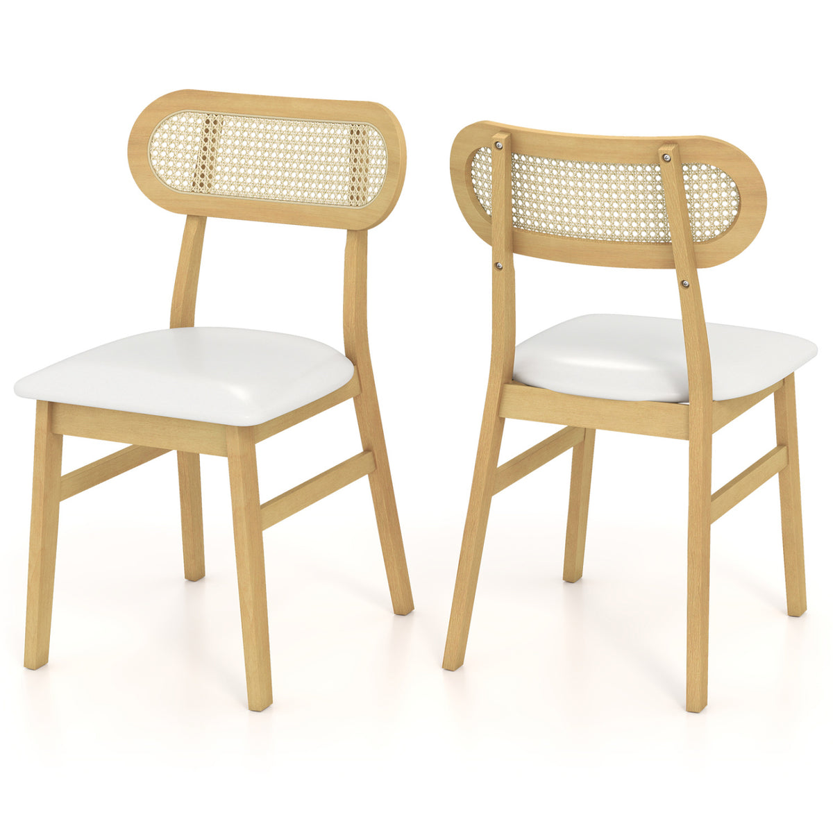 Dining Chair Set of 2, White - Mid Century Wood